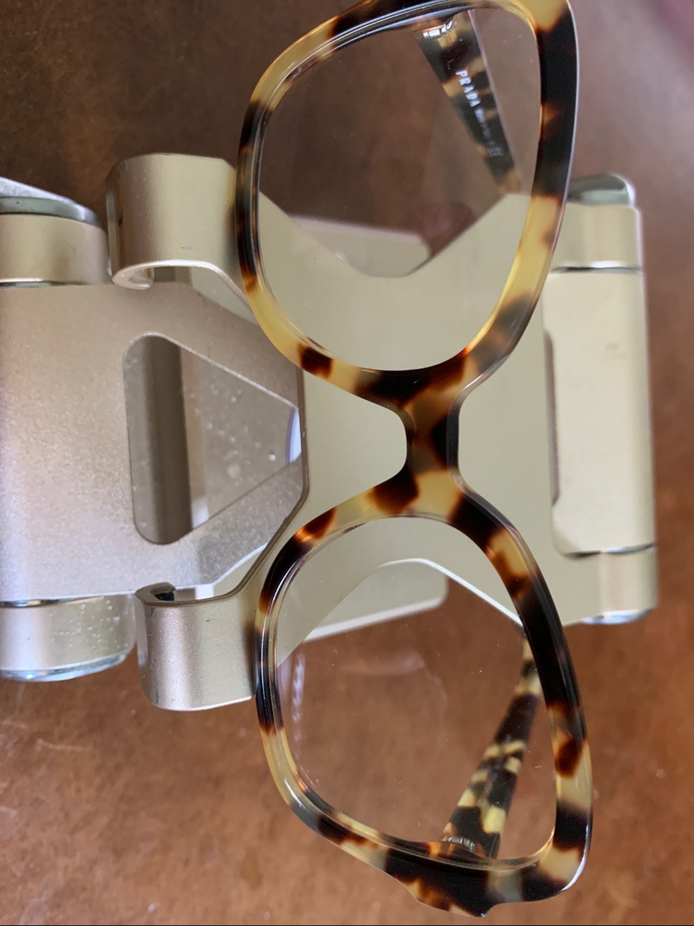 Prada Tortoise Pattern Round Frame Glasses - Brown & Black - Picture 6 of 6